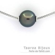 Sterling Silber Halsband und 1 Runde TahitiPerle B/C 12.6 mm