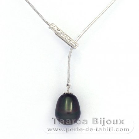 Silber Halsband und 1 Semi BarockTahitiPerle B 11.1 mm