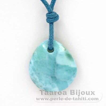 Gewachsene Baumwolle Halsband und 1 Larimar - 17 x 15 x 5.1 mm - 1.96 gr