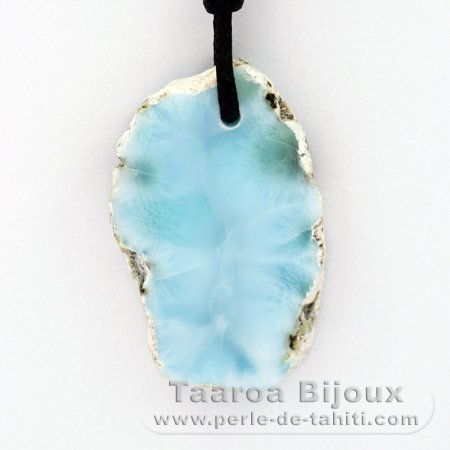 Gewachsene Baumwolle Halsband und 1 Larimar - 37 x 23 x 6 mm - 10.3 gr