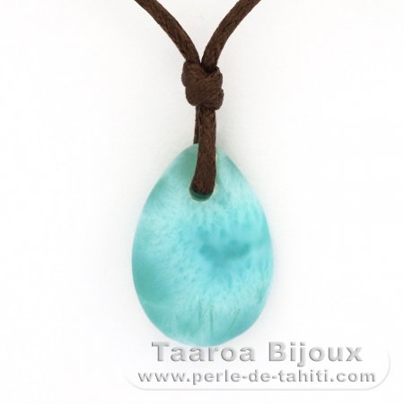 Gewachsene Baumwolle Halsband und 1 Larimar - 18 x 12 x 5 mm - 2.2 gr