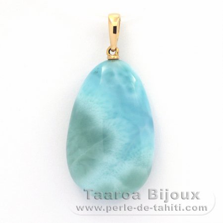 18K Gold Anhnger und 1 Larimar - 26.7 x 17 x 7.4 mm - 5.75 gr