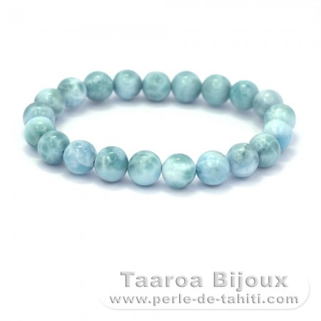 Armband aus 20 Larimar-Perlen - 16 cm - 26 gr