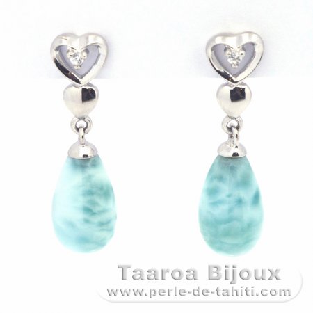 Silber Ohrringe und 2 Larimar - 10 x 6 mm - 1.15 gr