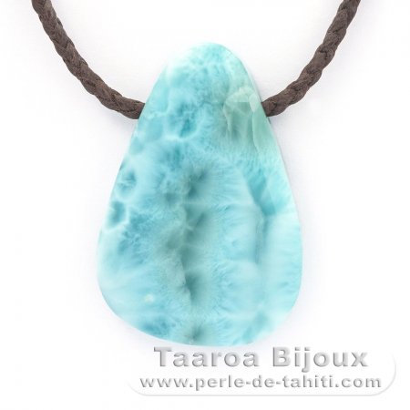 Baumwolle Halsband und 1 Larimar - 44 x 30 x 8 mm - 19.2 gr