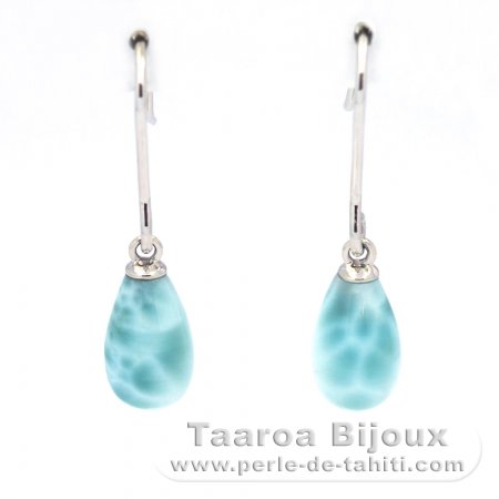 Silber Ohrringe und 2 Larimar - 10 x 6 mm - 1.1 gr