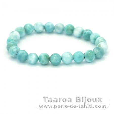 Armband aus 23 Larimar-Perlen - 15.5 cm - 15.4 gr