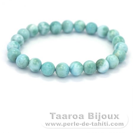 Armband aus 23 Larimar-Perlen - 15 cm - 15 gr