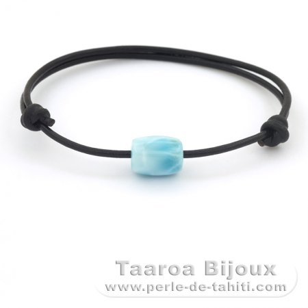 Leder Armband und 1 Larimar - 11.5 x 8.7 mm - 1.3 gr