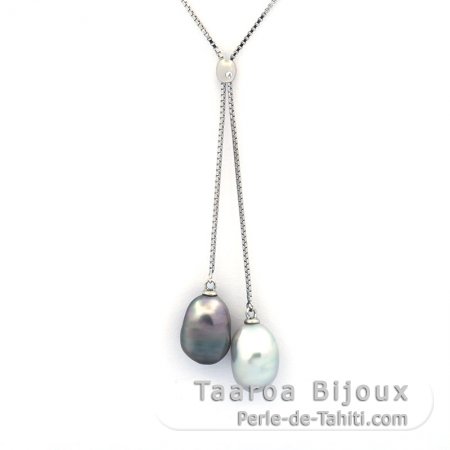 Sterling Silber Halsband und 2 Tahiti Keishi