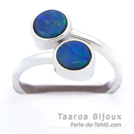 925er Sterling Silber Ring und 2 Australischer Opal