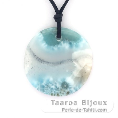 Baumwolle Halsband und 1 Larimar - Durchmesser = 29 mm - 5.1 gr