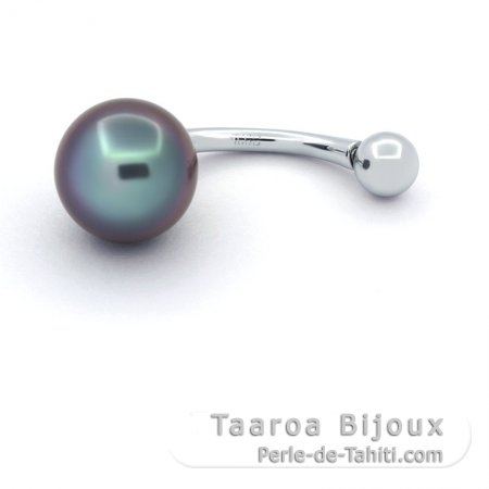 Silber Piercing und 1 Semi Barock TahitiPerle B 8.9 mm