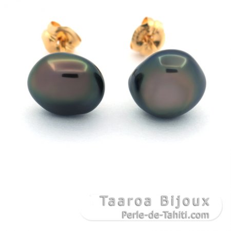 18K Gold Ohrringe und 2 Tahiti Keishi