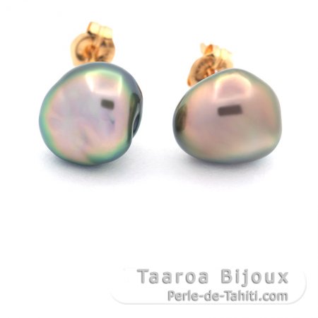 18K Gold Ohrringe und 2 Tahiti Keishi