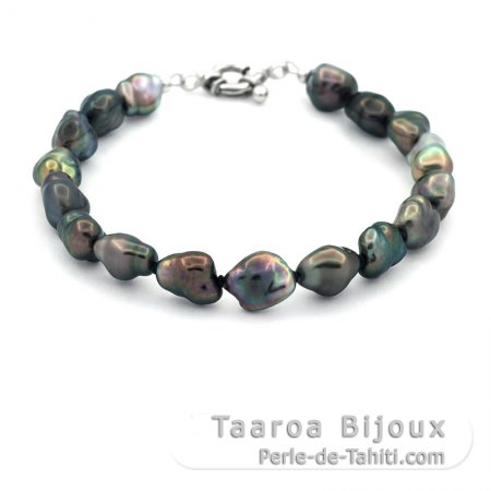 Armband aus 17 Tahiti Keishi und Silber