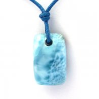 Gewachsene Baumwolle Halsband und 1 Larimar - 13.8 x 6.5 x 1.6 mm - 3.42 gr