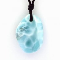 Gewachsene Baumwolle Halsband und 1 Larimar - 32.2 x 22.4 x 8.9 mm - 9.3 gr