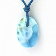 Gewachsene Baumwolle Halsband und 1 Larimar - 20.4 x 13.7 x 6.5 mm - 3 gr