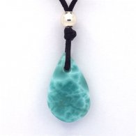 Gewachsene Baumwolle Halsband und 1 Larimar - 20.6 x 12.8 x 6.4 mm - 1.25 gr