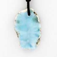 Gewachsene Baumwolle Halsband und 1 Larimar - 37 x 23 x 6 mm - 10.3 gr