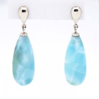 Silber Ohrringe und 2 Larimar - 24 x 9.7 x 7 mm - 5.25 gr