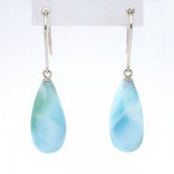 14K Weissgold Ohrringe und 2 Larimar - 17.5 x 7.5 mm - 3.05 gr