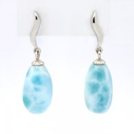 Silber Ohrringe und 2 Larimar - 15 x 7.5 x 8.5 mm - 2.97 gr