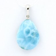 18K Weissgold Anhngerund 1 Larimar - 19.5 x 14.5 x 6.9 mm - 2.9 gr