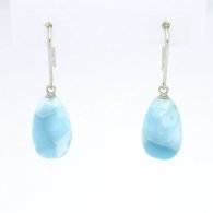 14K Weissgold Ohrringe und 2 Larimar - 14 x 8.3 x 7.2 mm - 2.73 gr