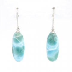 Silber Ohrringe und 2 Larimar - 22 x 9 x 7.5 mm - 5.3 gr