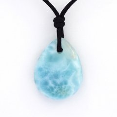 Baumwolle Halsband und 1 Larimar - 20 x 16 x 5.8 mm - 3.1 gr