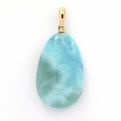 18K Gold Anhnger und 1 Larimar - 26.7 x 17 x 7.4 mm - 5.75 gr