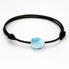 Baumwolle Armband und 1 Larimar - 13 x 10.5 x 9 mm - 2 gr