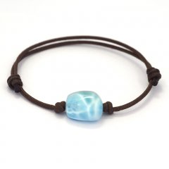 Baumwolle Armband und 1 Larimar - 14 x 14 x 8.6 mm - 2.8 gr