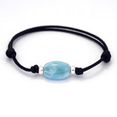 Baumwolle Armband und 1 Larimar - 15 x 11 x 6.8 mm - 2.1 gr