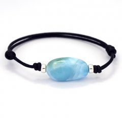 Baumwolle Armband und 1 Larimar - 22.5 x 13 x 8.6 mm - 4.5 gr