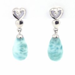 Silber Ohrringe und 2 Larimar - 10 x 6 mm - 1.15 gr