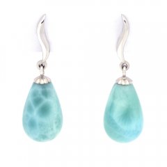 Silber Ohrringe und 2 Larimar - 13 x 8 mm - 2.6 gr