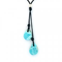 Baumwolle Halsband und 2 Larimar - 1.8 und 1.9 gr