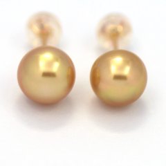 18K Gold Ohrringe und 2 Semi Barocke AustralianPerlen B 8.5 mm