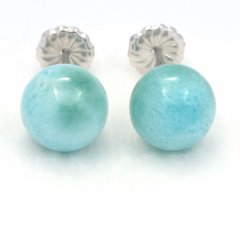 Silber Ohrringe und 2 Larimar - 10.2 mm - 3.1 gr