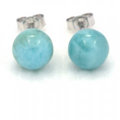 Silber Ohrringe und 2 Larimar - 8.5 mm - 1.8 gr