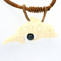 Geflochtene Kokosnussfaser Halsband und 1 Runde TahitiPerle C 8.3 mm