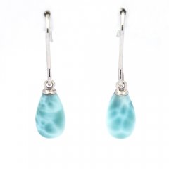 Silber Ohrringe und 2 Larimar - 10 x 6 mm - 1.1 gr