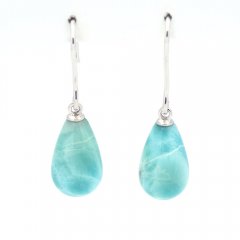 Silber Ohrringe und 2 Larimar - 10 x 6 mm - 2.6 gr