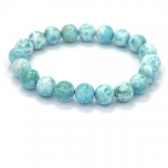 Armband aus 21 Larimar-Perlen - 15 cm - 19.7 gr