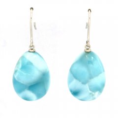 Silber Ohrringe und 2 Larimar - 20 x 15 mm - 8.8 gr