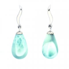 Silber Ohrringe und 2 Larimar - 13 x 8 mm - 2.6 gr