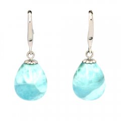 Silber Ohrringe und 2 Larimar - 12 x 10 mm - 3.8 gr